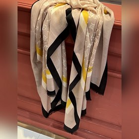 Длинный шарф из кашемира, представленный в отдельном отделе, засл