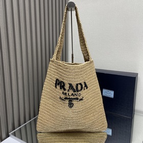 【Высочайшее качество】 Новая сумка Prada из рафии с косой ручкой!