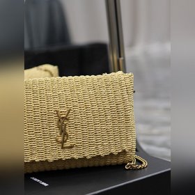 【Абрикосовый цвет】 Сумка Kate из рафиового плетения с цепочкой На