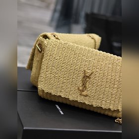 【Абрикосовый цвет】 Сумка Kate из рафиового плетения с цепочкой На