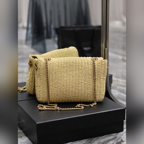 【Абрикосовый цвет】 Сумка Kate из рафиового плетения с цепочкой На