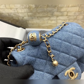 chanel 22C ранний весенний джинсовый металлический шарик CF Полно