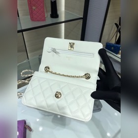 Модная сумка Chanel Woc с цепочкой из кожи ягненка Крышка с засте