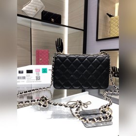 Модная сумка Chanel Woc с цепочкой из кожи ягненка Крышка с засте
