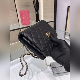 Модная сумка Chanel Woc с цепочкой из кожи ягненка Крышка с засте