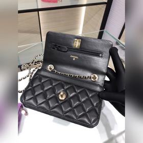Модная сумка Chanel Woc с цепочкой из кожи ягненка Крышка с засте
