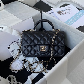 Светло-золотая Chanel 21K новейшая сумка Mini CF handle AS2431 Кл