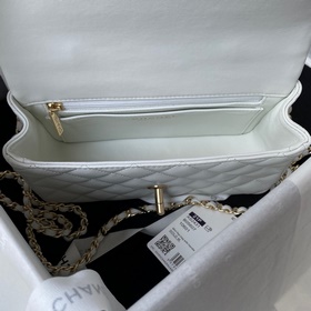 Светло-золотая Chanel 21K новейшая сумка Mini CF handle AS2431 Кл