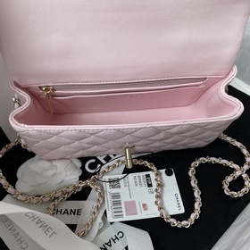 Светло-золотая Chanel 21K новейшая сумка Mini CF handle AS2431 Кл