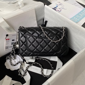 Серебряная цепочка Chanel AS1787, популярная модель CF mini с кры