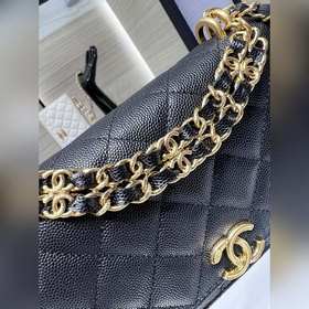 chanel 22K новинка, двойная цепочка WOC, камень «икра», отделка п