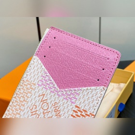 【LV】 N40639 Розовый клетчатый кошелек-карточник Серия ROMY Карточ