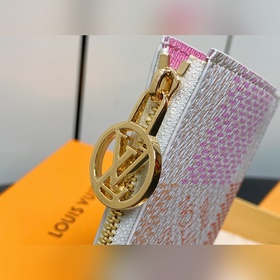 【LV】 N40639 Розовый клетчатый кошелек-карточник Серия ROMY Карточ