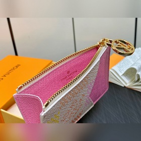【LV】 N40639 Розовый клетчатый кошелек-карточник Серия ROMY Карточ