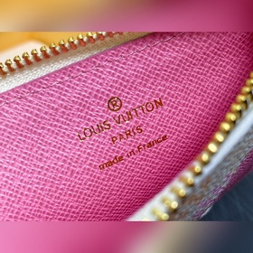 【LV】 N40639 Розовый клетчатый кошелек-карточник Серия ROMY Карточ