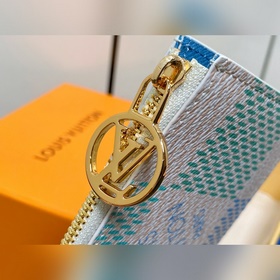 【LV】 N40639 Синий клетчатый кошелек серии ROMY Карточный чехол Ro