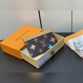 【LV】 M83348 Кофейный кожаный кошелек с граффили, новая модель сез