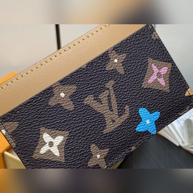 【LV】 M83348 Кофейный кожаный кошелек с граффили, новая модель сез
