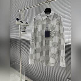 Новая длиннорукавная рубашка LV 24ss украшена увеличенным узором