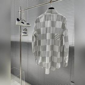Новая длиннорукавная рубашка LV 24ss украшена увеличенным узором