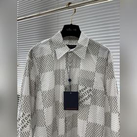 Новая длиннорукавная рубашка LV 24ss украшена увеличенным узором