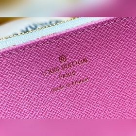 【LV】 N40748 Розовый клетчатый кошелек с одной молнией из серии zi