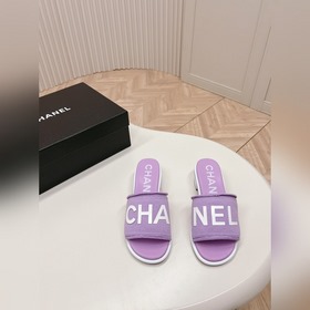 Средний каблук CHANEL Новая коллекция сандалий и тапочек 2024 Кла