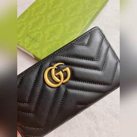 Новинка GUCCI — длинный кожаный кошелек GG Marmont с застежкой-мо