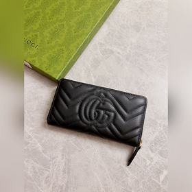 Новинка GUCCI — длинный кожаный кошелек GG Marmont с застежкой-мо