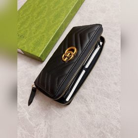 Новинка GUCCI — длинный кожаный кошелек GG Marmont с застежкой-мо