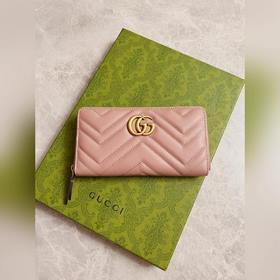 Новинка GUCCI — длинный кожаный кошелек GG Marmont с застежкой-мо