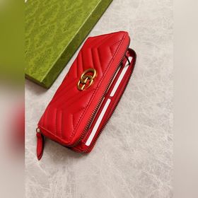 Новинка GUCCI — длинный кожаный кошелек GG Marmont с застежкой-мо