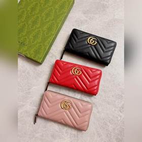 Новинка GUCCI — длинный кожаный кошелек GG Marmont с застежкой-мо