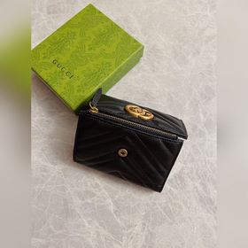 Официальный сайт GUCCI ~ Кожаный кошелек с двойным G из металла ц