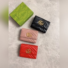 Официальный сайт GUCCI ~ Кожаный кошелек с двойным G из металла ц