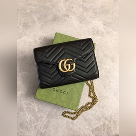Оригинальная продукция GUCCI! Мини-сумка GG Marmont с цепочкой им
