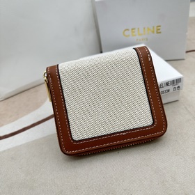 TRIOMPHE CUIR Компактный кошелек на молнии. Ткань и натуральная/к