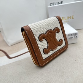 TRIOMPHE CUIR Компактный кошелек на молнии. Ткань и натуральная/к