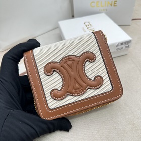TRIOMPHE CUIR Компактный кошелек на молнии. Ткань и натуральная/к