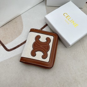 TRIOMPHE CUIR Компактный кошелек на молнии. Ткань и натуральная/к