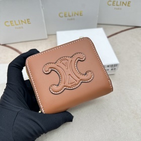 TRIOMPHE CUIR Компактный кошелек на молнии. Гладкая телячья кожа,