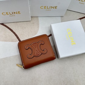 TRIOMPHE CUIR Компактный кошелек на молнии. Гладкая телячья кожа,