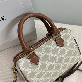 Подлинный продукт Новинка CELINE Кожаная сумка-бостон с логотипо