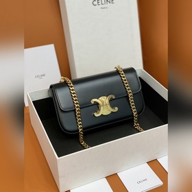 Подлинный Celine * Маленькая багетная сумка 197993# Металлическая