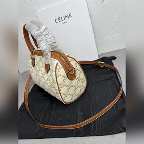 Подлинный CELINE｜Маленькая сумка из кожи с логотипом Логотип TRIO