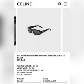 celine МОДЕЛЬ： CL40279 USIZE： 54 18-145
