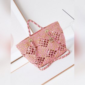 CHANEL COCO BEACH BAG Ажурный дизайн и плетение из рафии Размеры：