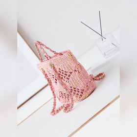 CHANEL COCO BEACH BAG Ажурный дизайн и плетение из рафии Размеры：