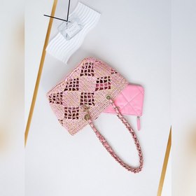 CHANEL COCO BEACH BAG Ажурный дизайн и плетение из рафии Размеры：