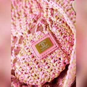 CHANEL COCO BEACH BAG Ажурный дизайн и плетение из рафии Размеры：